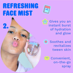 Pipa facial mist spraying on face offering instant refreshing glow