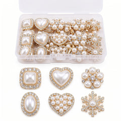 PIPITREE front packaging showing 60 rhinestone pearl flower buttons, easy selection benefit
