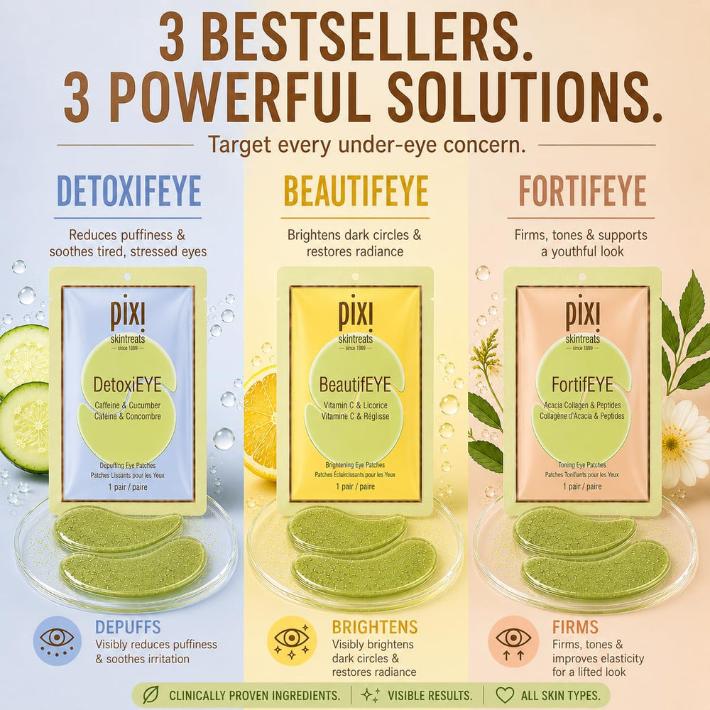 pixi beautifeye patch inside open sachet showing brightening benefit