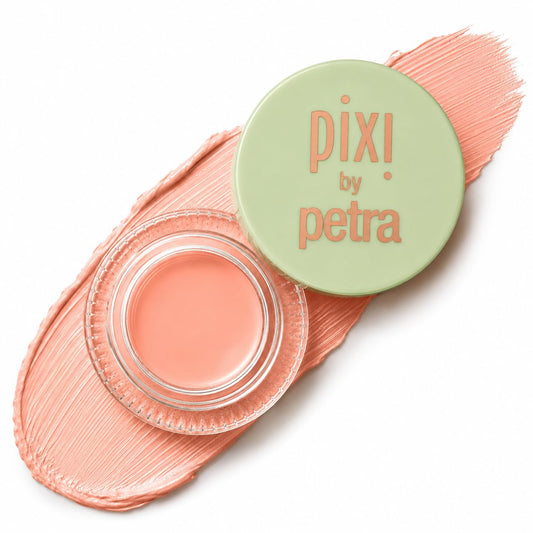 Pixi brightening peach front tube shows compact corrector for travel
