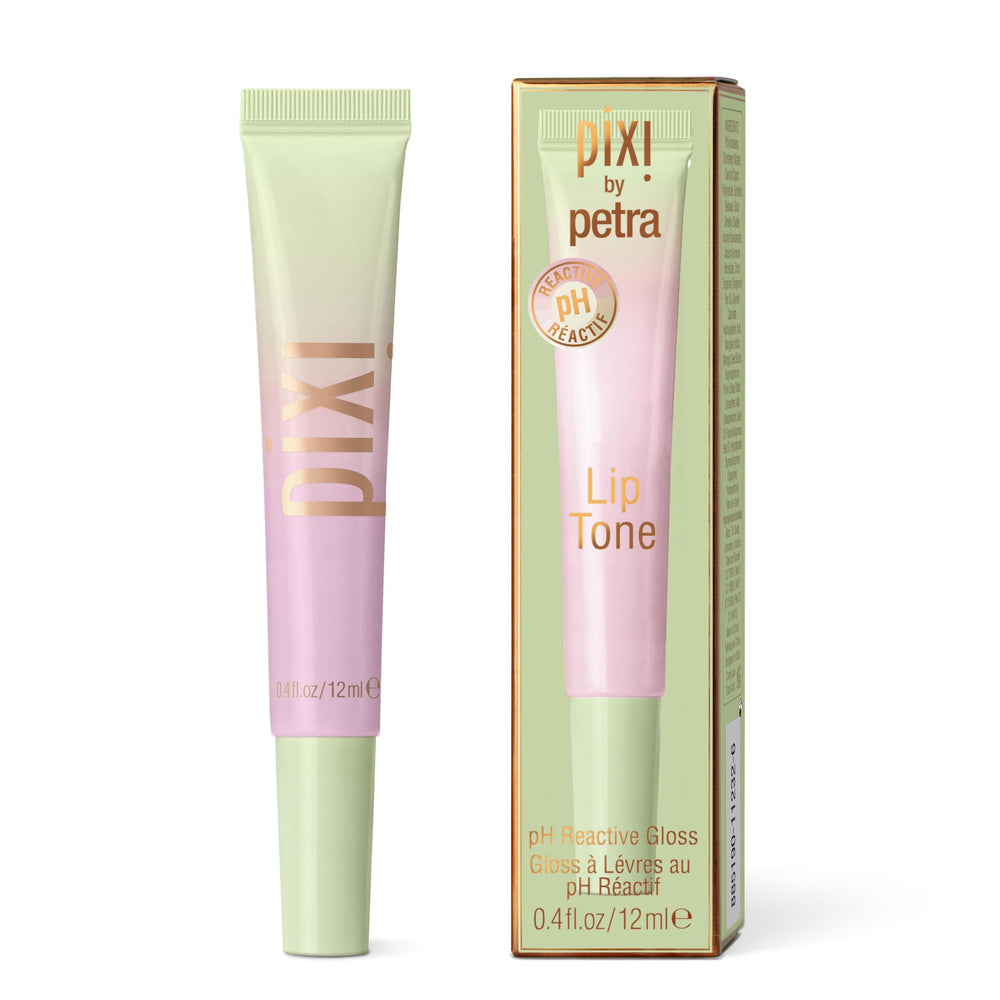 Pixi LipTone front tube showing PinkPatina gloss and sleek packaging benefit portability
