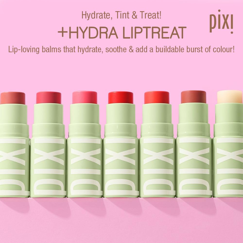 Pixi +Hydra LipTreat open stick close-up showing smooth balm texture for even moisturization