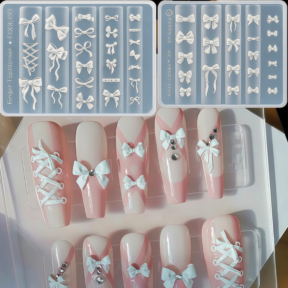 Pizadix front view of two silicone bow molds showing variety and convenience