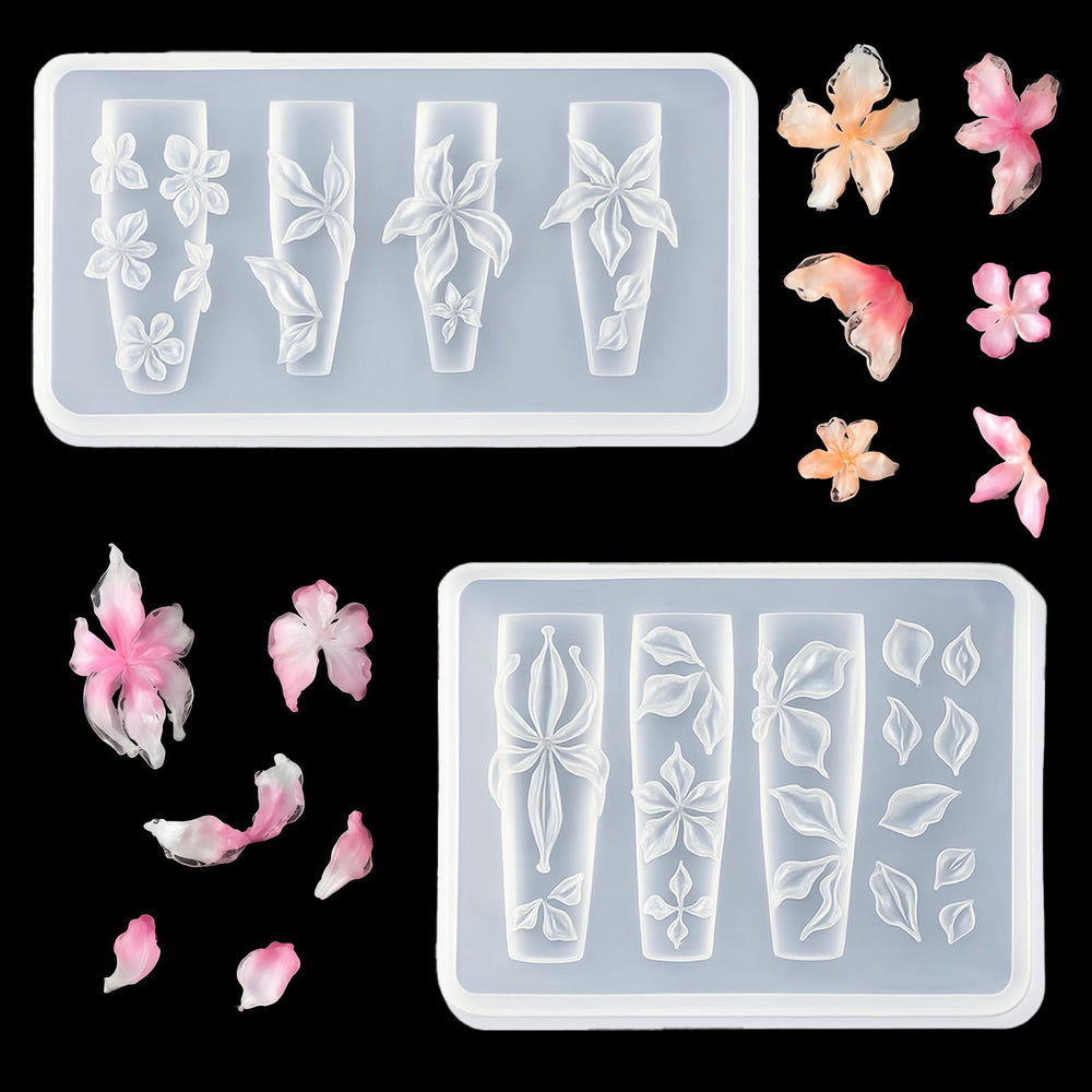 Pizadix front view of two silicone nail molds showing packaging and contents benefit quick start