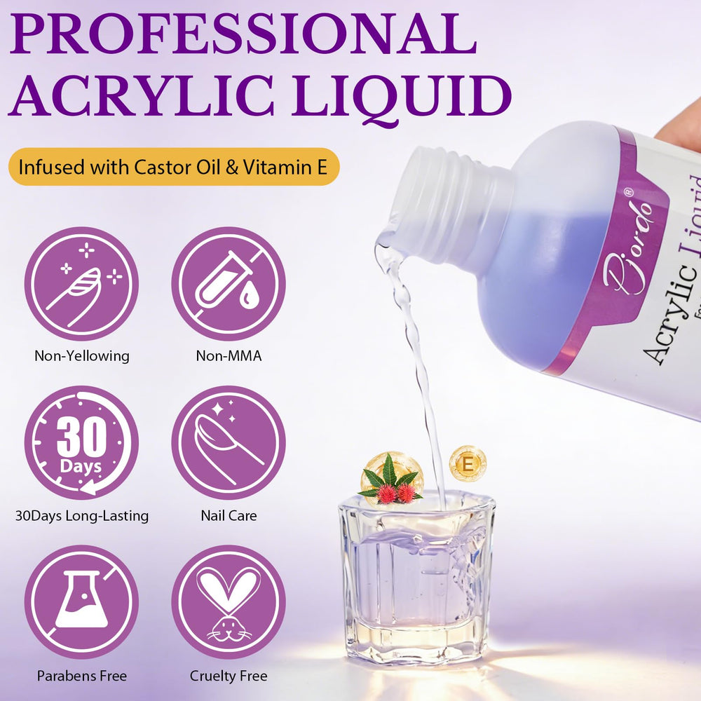 Pjordo acrylic liquid bottle close-up showing nozzle and label for precise pouring control