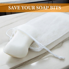 PKRFCJ pouch in use creating rich lather in shower for efficient cleansing