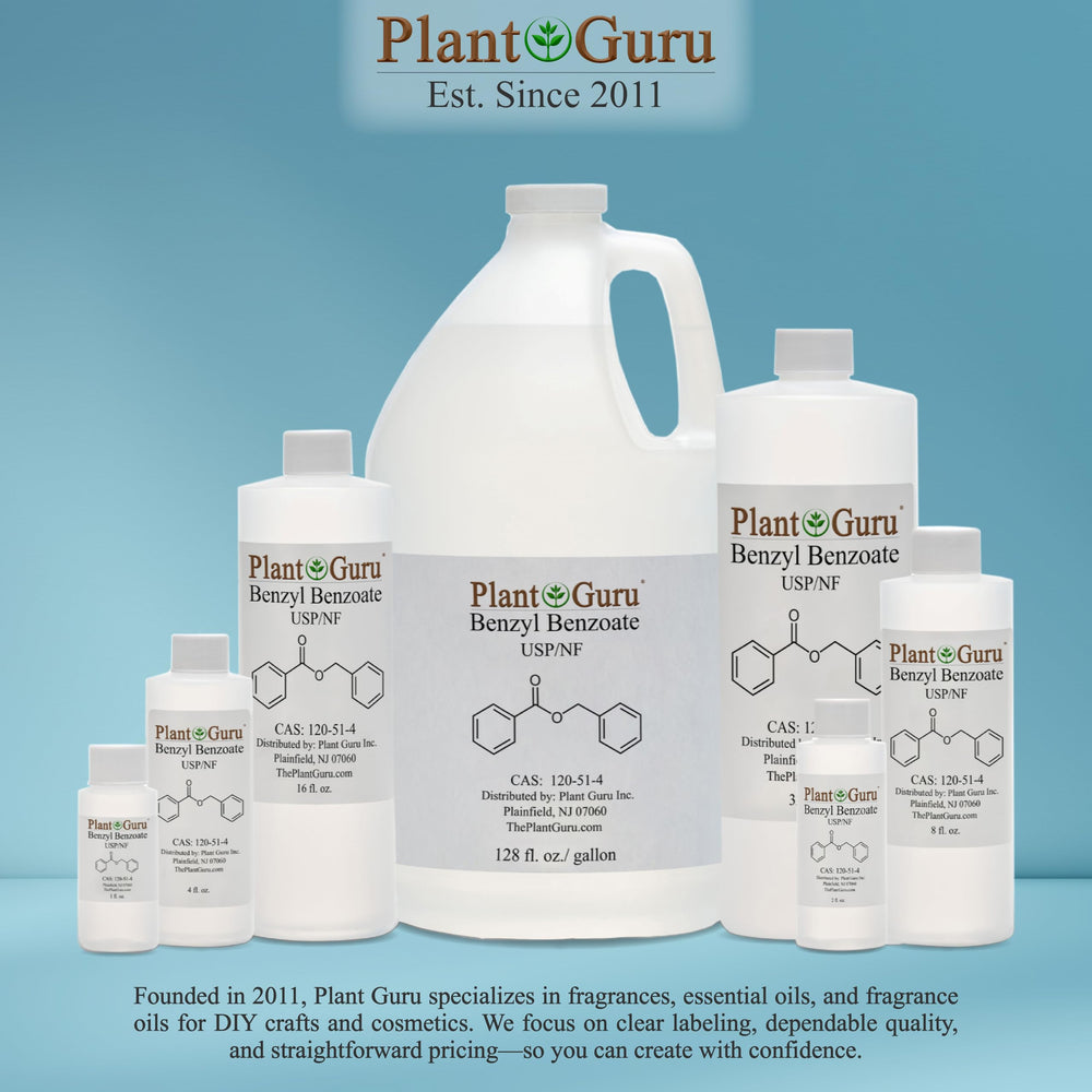 Plant Guru benzyl benzoate stored upright in a cool area to show safe storage