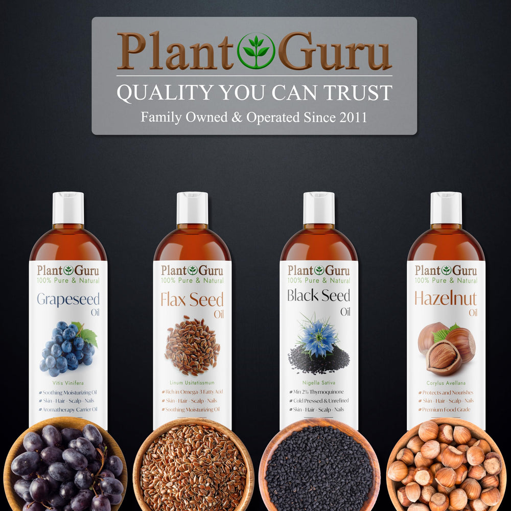 Plant Guru oil staged with DIY cosmetic supplies encouraging creativity