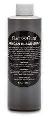 Plant Guru liquid black soap front bottle showing natural cleanser benefits
