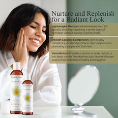 Plant Guru meadowfoam oil label close-up highlighting cold-pressed purity