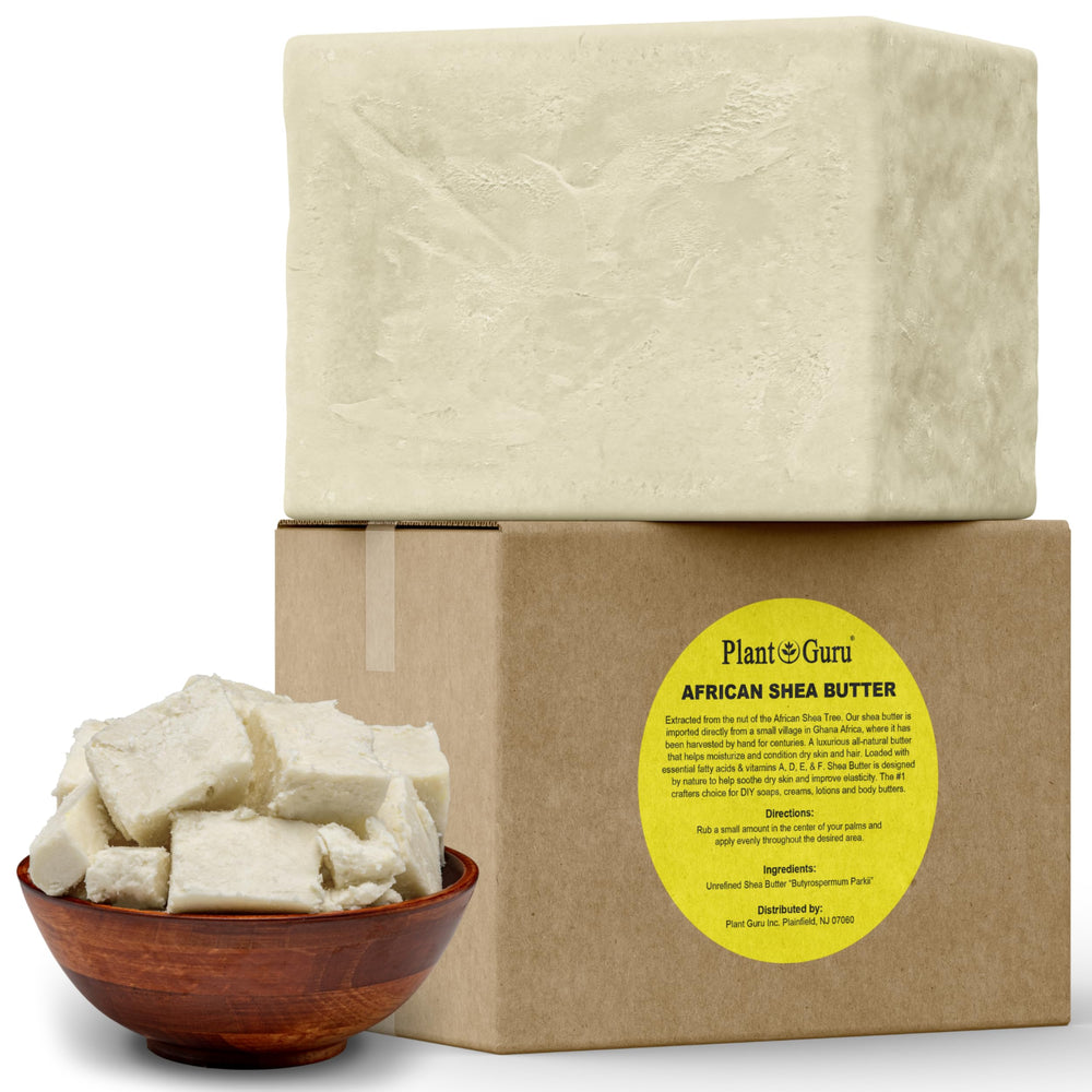 Plant Guru solid 5 lb shea butter block, raw ivory, bulk moisturizer