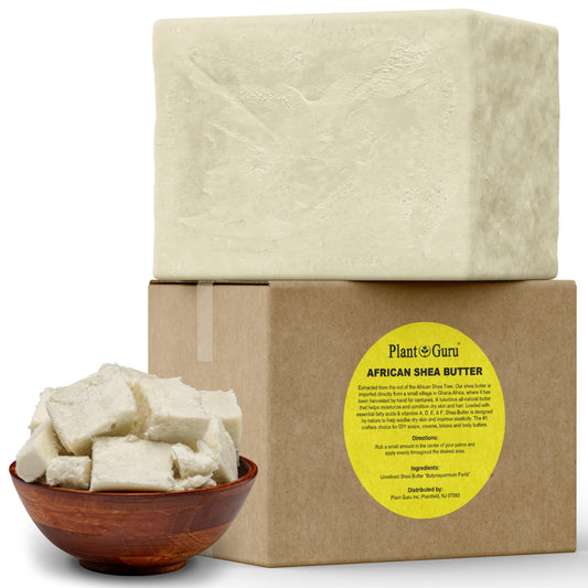 Plant Guru solid 5 lb shea butter block, raw ivory, bulk moisturizer