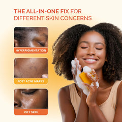 PLANTIFIQUE soap lathered into foam, illustrating effective cleansing and mild exfoliation
