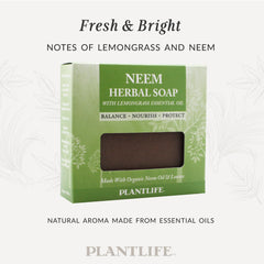 Plantlife neem bar ingredients label showing plant oils and organic botanicals