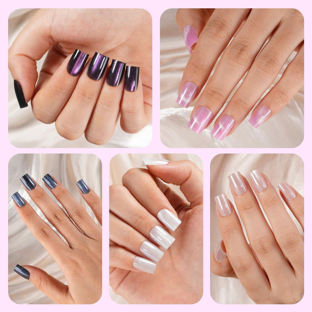 Plauva applying press on nail showing easy at-home adhesive use