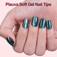 Plauva application in use on hand model demonstrating quick press-on benefit