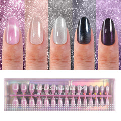 Plauva front packaging showing 150-piece glossy cat eye nails and convenient kit