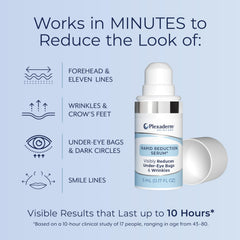 Plexaderm being applied under eye illustrating fast tightening and reduced puffiness