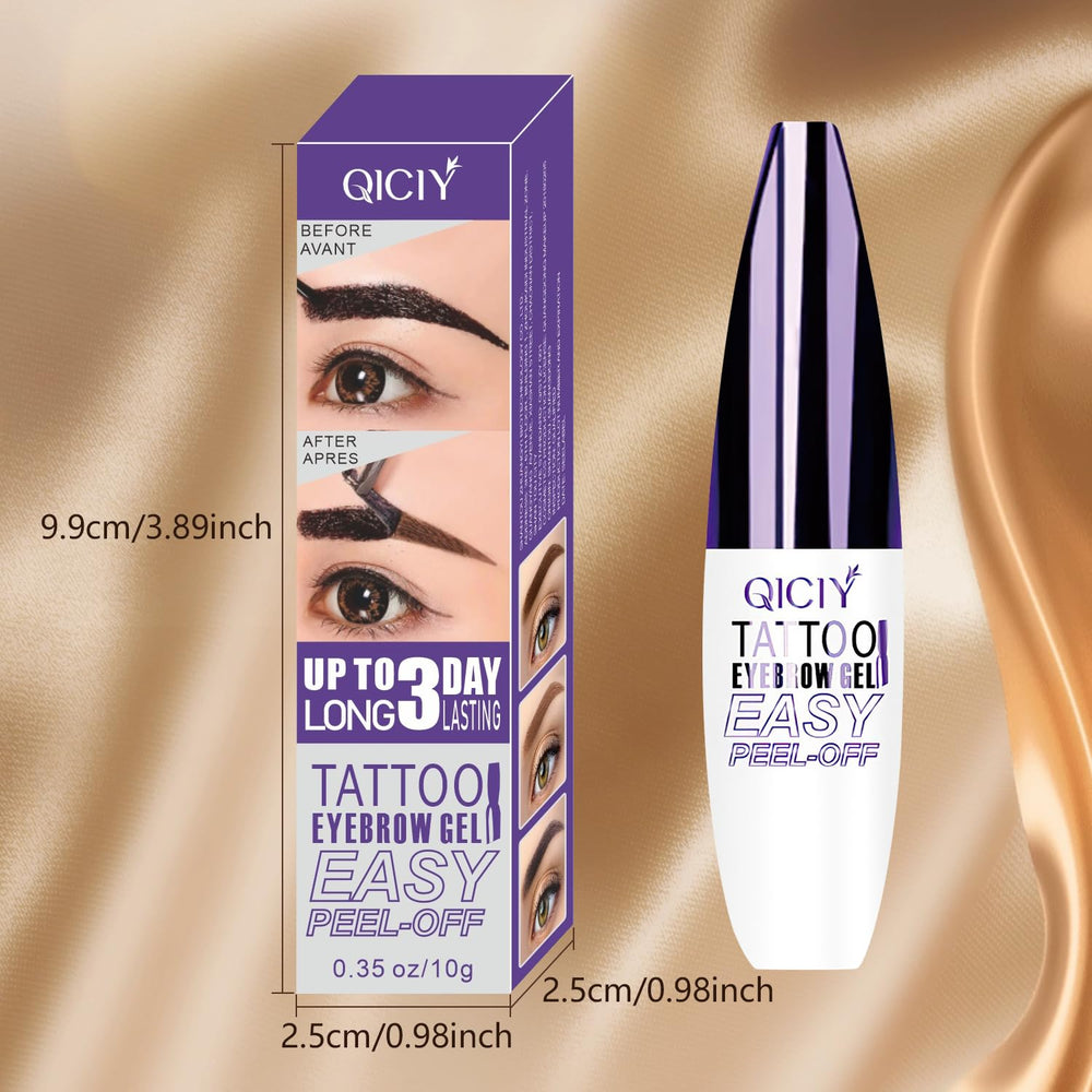 Plresen on vanity shelf suggesting convenient travel-ready eyebrow tint