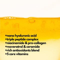 PLUXOS 47 ingredient display highlighting peptides and antioxidants support