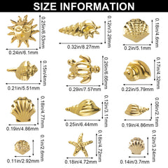 Pndeyo close-up of gold starfish and shell charms showing texture and fine detail benefit visual sparkle