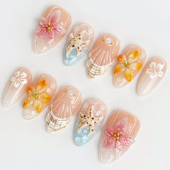 poduojieyi closeup of 3D seashell and starfish detail, stylish textured look benefit