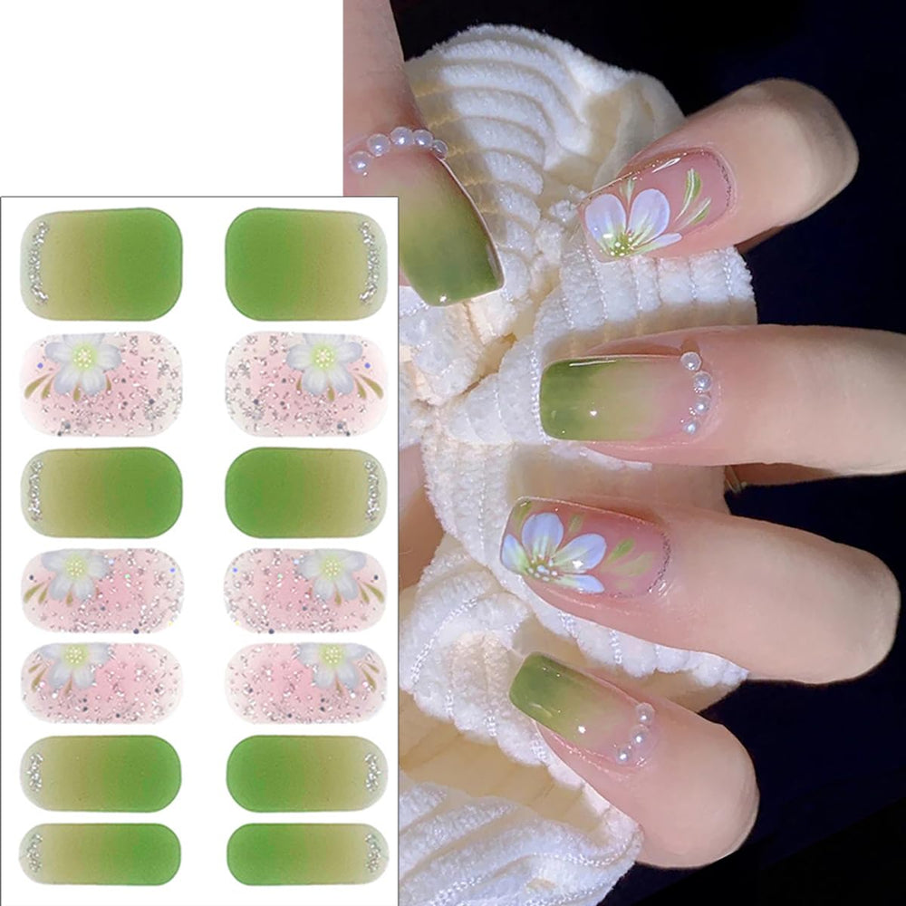 PODUOJIEYI size comparison on nails showing full-wrap fit advantage