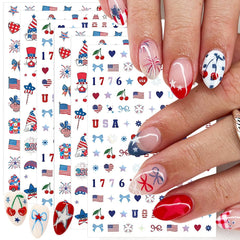 PODUOJIEYI front packaging showing six patriotic decal sheets and benefits