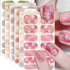 PODUOJIEYI front packaging showing six floral gel nail sheets and benefits