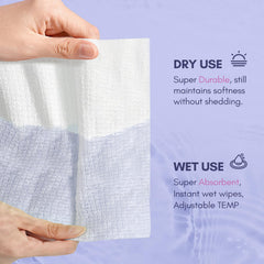 PoeticEHome single towel laid flat showing size and thickness, illustrates gentle absorbency benefit
