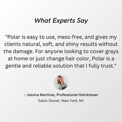 POLAR HAIR CARE bottle in hand showing size and travel-friendly convenience benefit