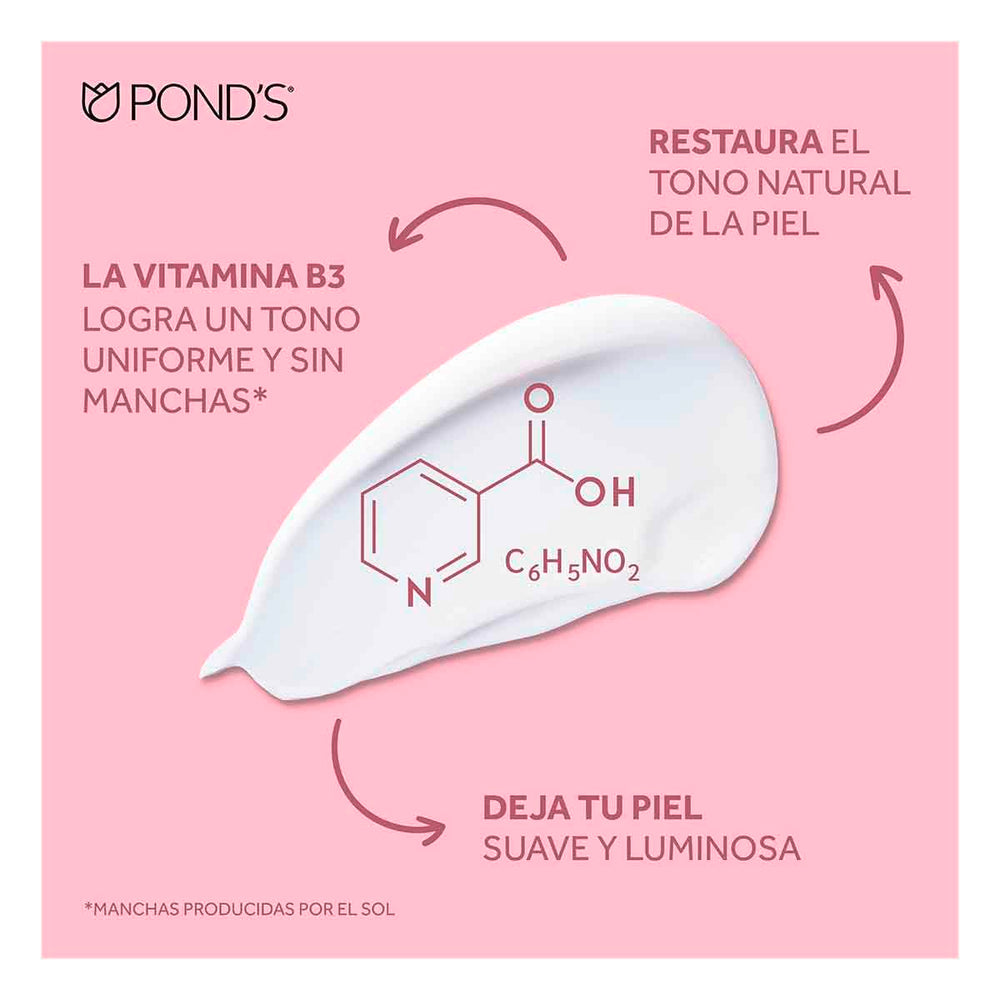 POND'S cream being applied to cheek showing even coverage and non-greasy finish benefit