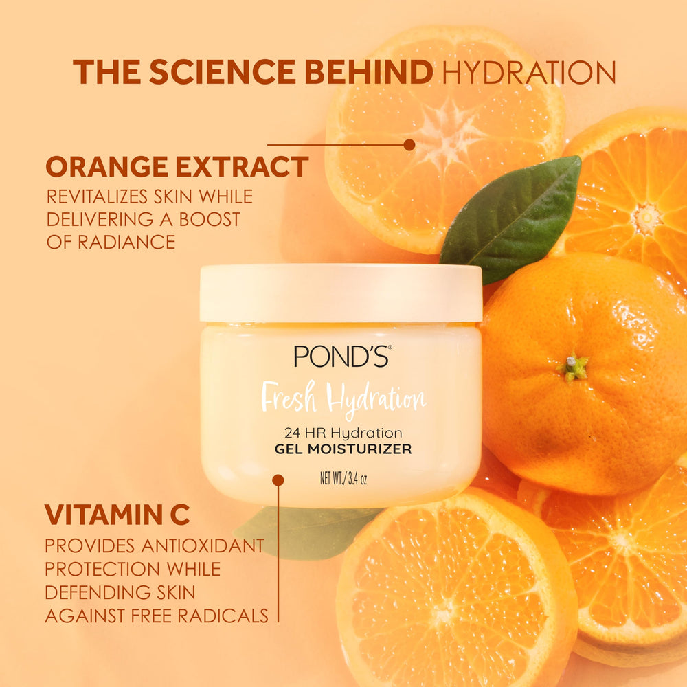 POND'S open jar gel texture close-up demonstrating lightweight absorption