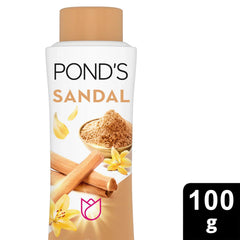 Pond's sandal talc close-up powder texture showing silky smooth finish