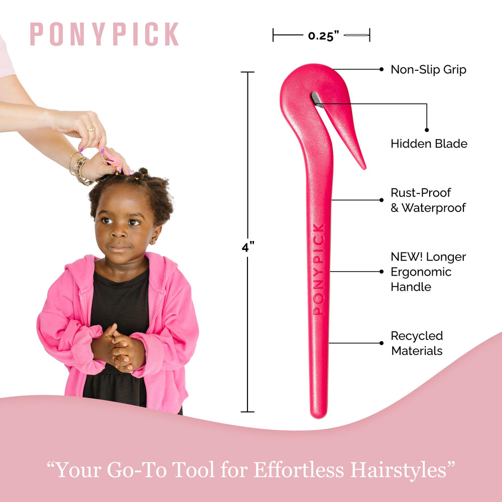 Pony Pick removing a rubber band from hair gently and quickly