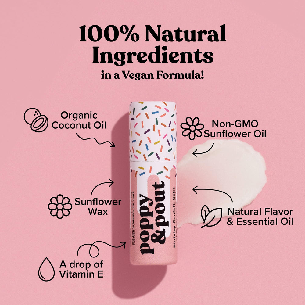 Poppy & Pout cardboard tube close-up highlighting recyclable packaging benefit