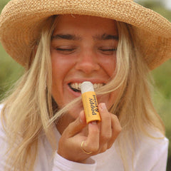 Poppy & Pout cardboard tube detail showing eco packaging and durable design