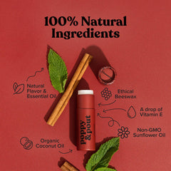 Poppy & Pout open twist top revealing large balm for long-lasting use benefit