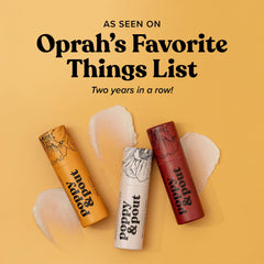 Poppy & Pout application on lips demonstrating subtle shine and conditioning benefit