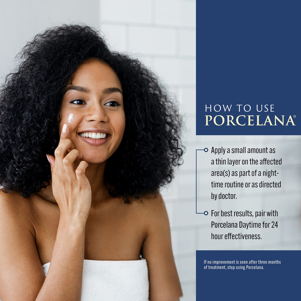 Porcelana nighttime bathroom lifestyle shot suggesting evening routine and restorative benefit