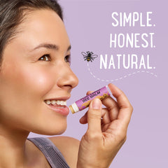 Portland Bee Balm label with sustainability badges showing cruelty-free, plastic-neutral benefit