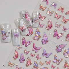POWPOP decal applied on a natural nail showing instant textured manicure upgrade