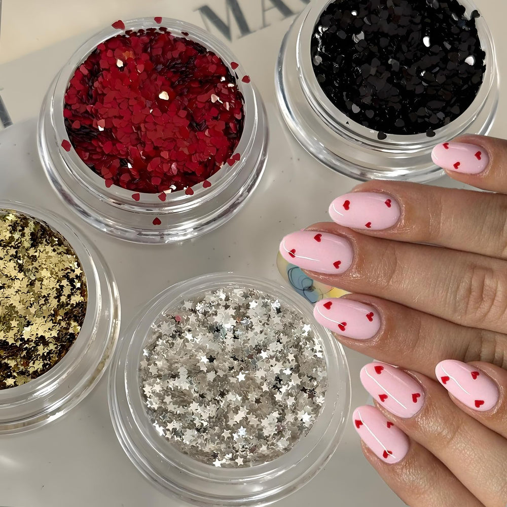 POWPOP close-up texture of holographic flakes highlighting thin, flexible shine benefit
