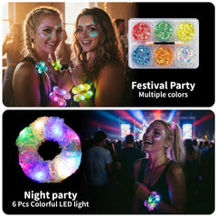 POZILAN scrunchies worn in braided hairstyle highlighting glowing effect