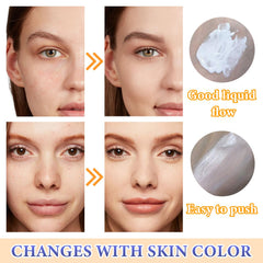 PPPanYiDi before and after application on model, showing visible tone correction and pore smoothing