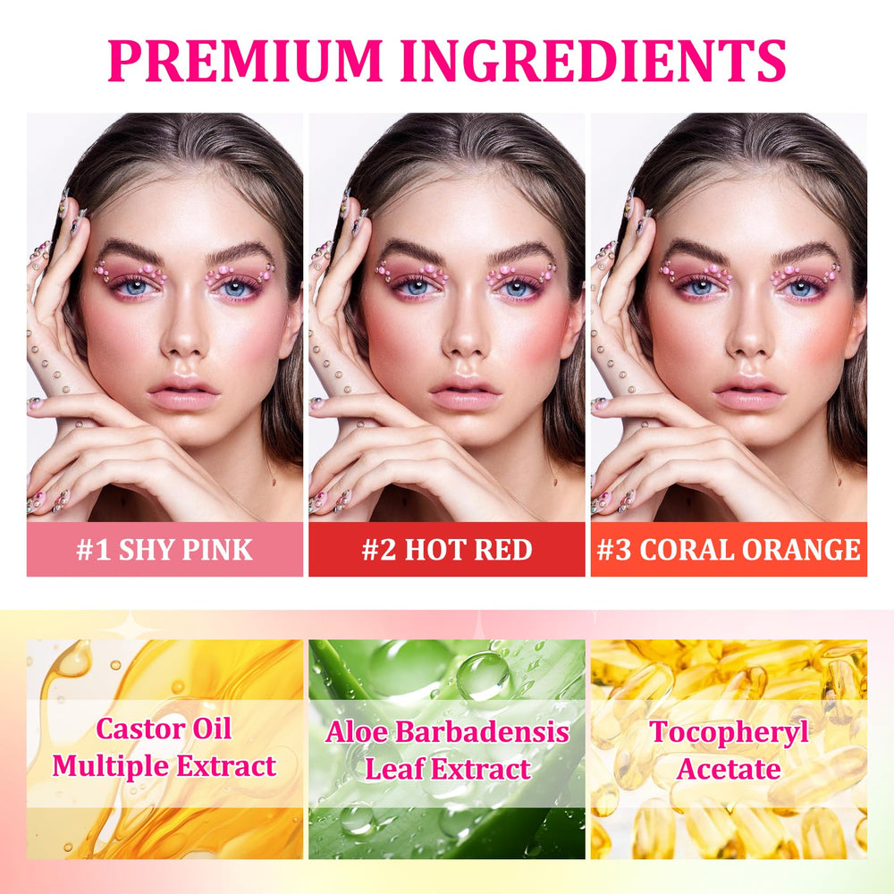 PPPanYiDi swatches of hot red shy pink coral orange on skin showing blendability benefit