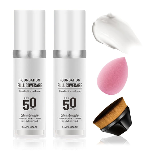 PPPanYiDi front packaging showing foundation bottle and tools, clear kit presentation and benefit