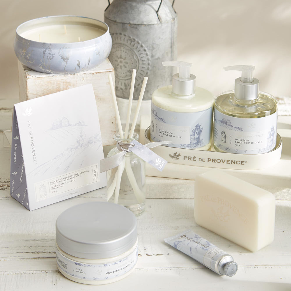 Pre de Provence soap on bathroom counter, creates a refined guest-ready atmosphere