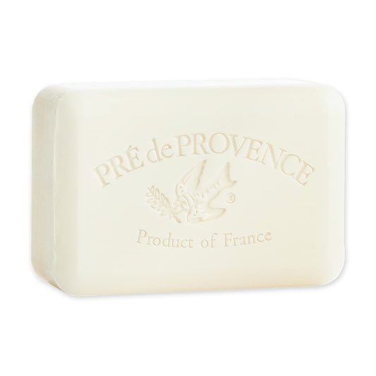 Pre de Provence front packaging showing elegant soap box, conveys premium quality
