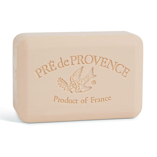 Pre de Provence front packaging showing elegant label and coconut fragrance benefit